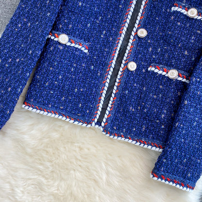 Retro small fragrant tweed coat female  1667