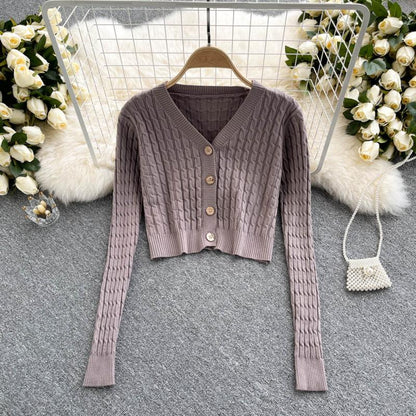 Knitted cardigan, western style coat, female V Neck Sweater Coat  1610
