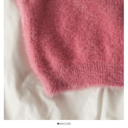 Sweater female Plush high neck slim fit solid color versatile long sleeve top  1764
