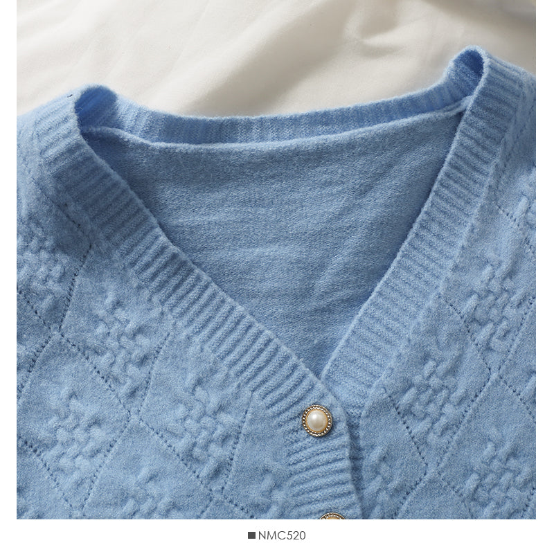 Korean Plaid small short single breasted cardigan sweater  1953