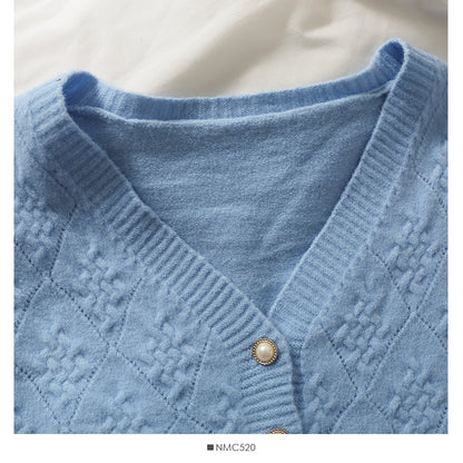 Korean Plaid small short single breasted cardigan sweater  1953