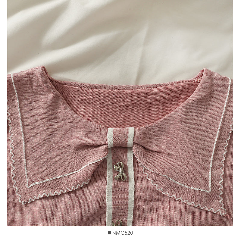 Striped single breasted short slim knit  1921