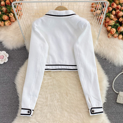 Small fragrance suit collar coat female French celebrity temperament  1682