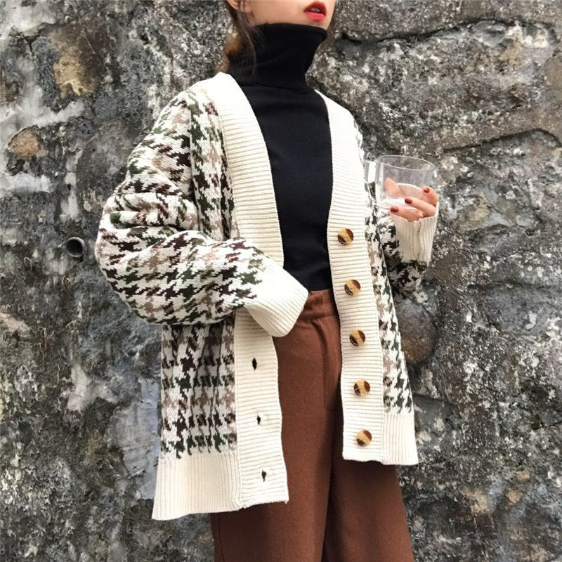 New style, blue sky and white cloud sweater, student loose cardigan  1423