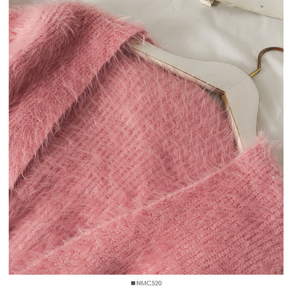 Slim cardigan long sleeved sweater with suspender vest inside  1695