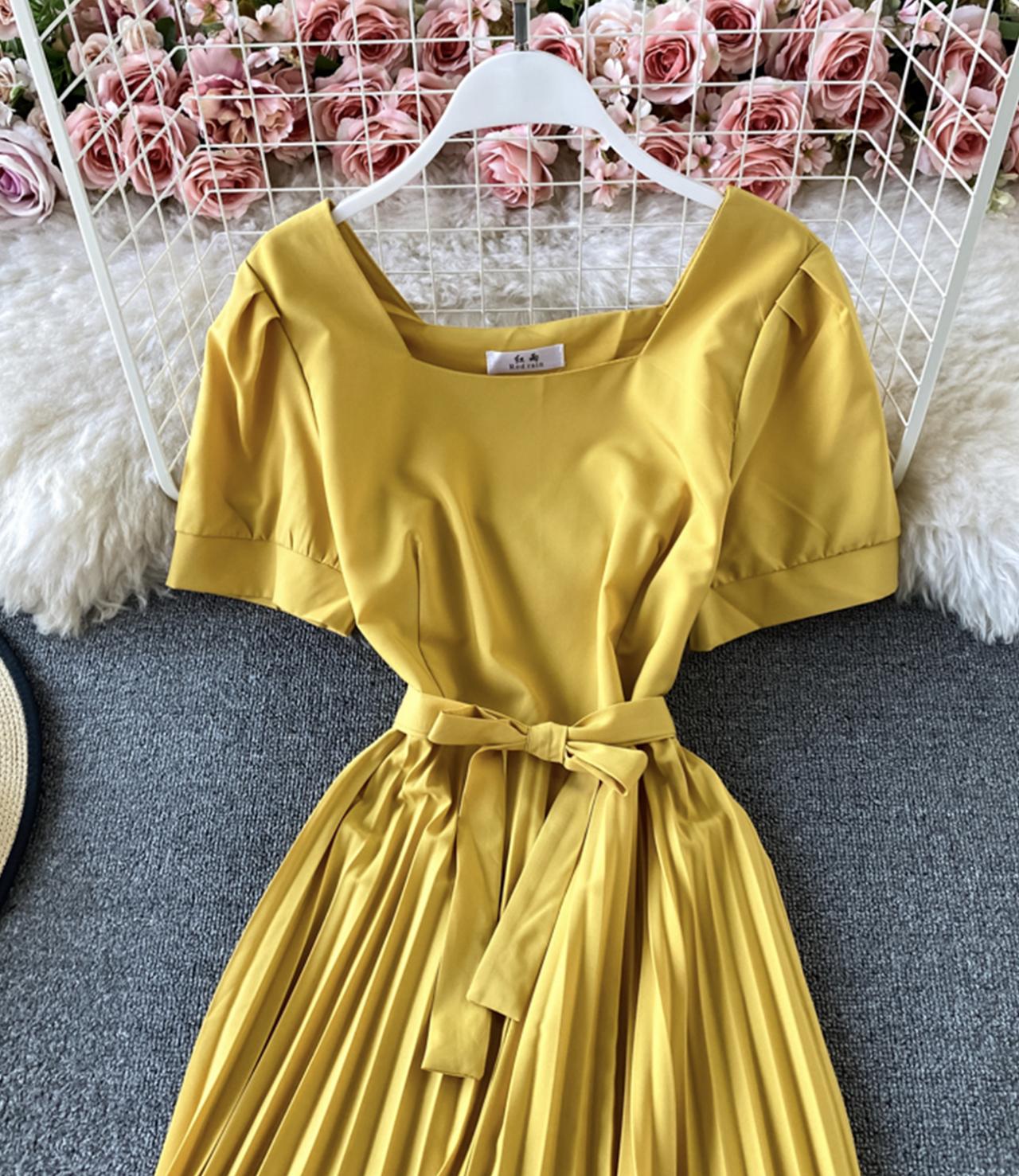 Cute round neck A line dress fashion dress  756