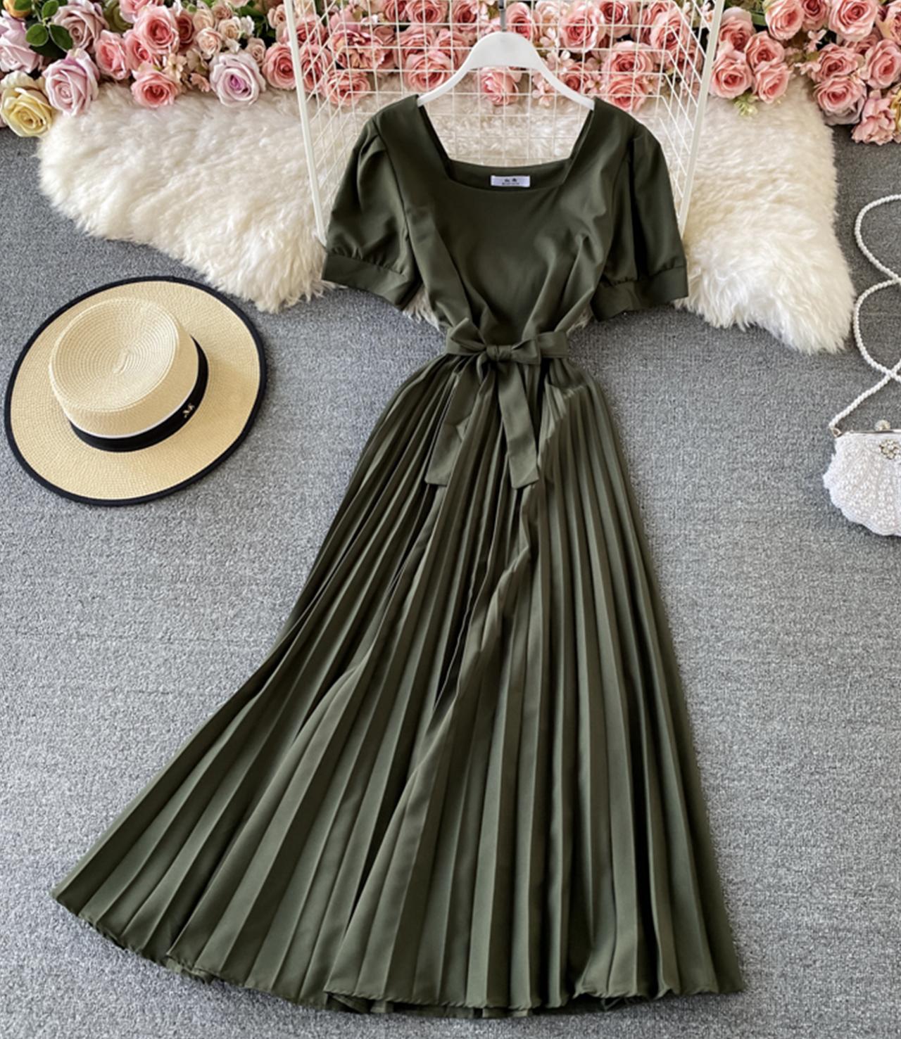 Cute round neck A line dress fashion dress  756