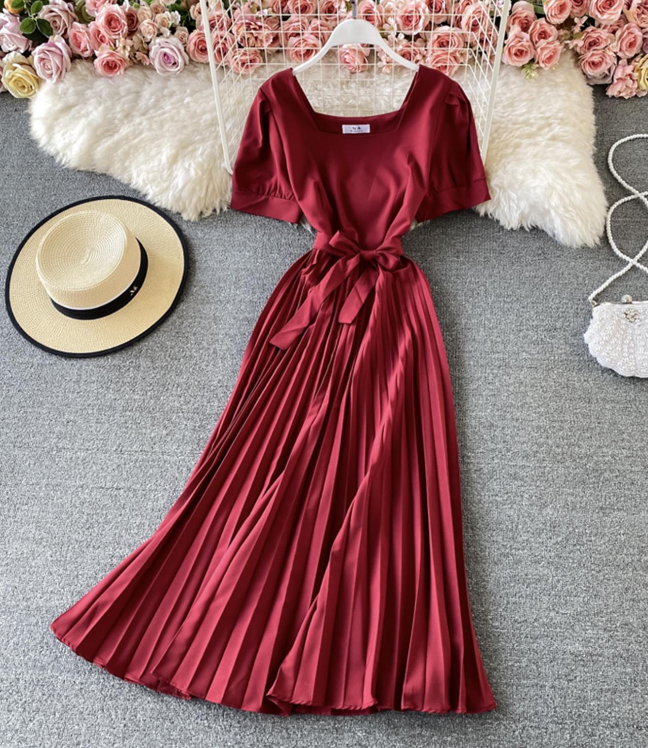 Cute round neck A line dress fashion dress  756