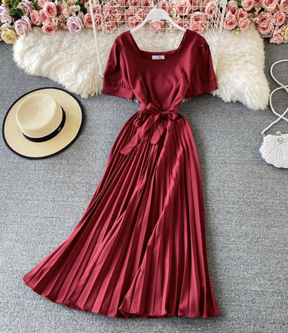 Cute round neck A line dress fashion dress  756