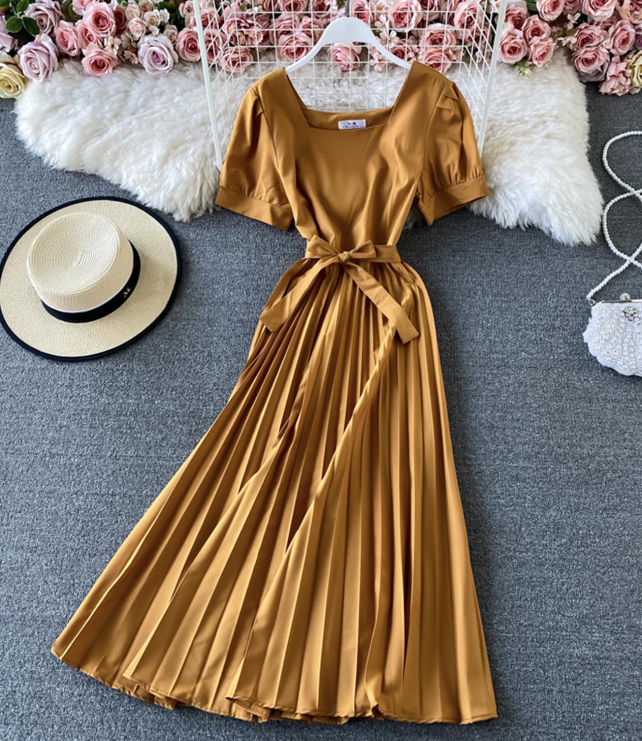 Cute round neck A line dress fashion dress  756