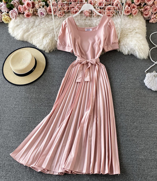 Cute round neck A line dress fashion dress  756