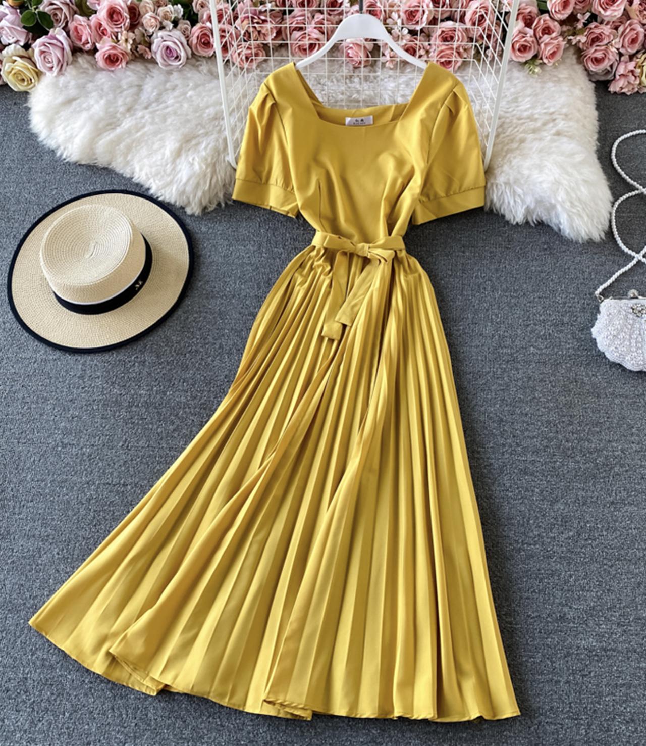 Cute round neck A line dress fashion dress  756