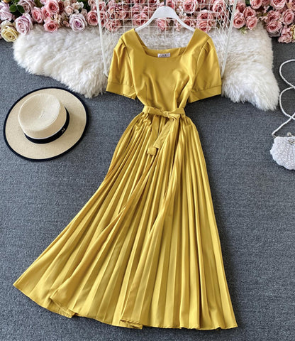 Cute round neck A line dress fashion dress  756