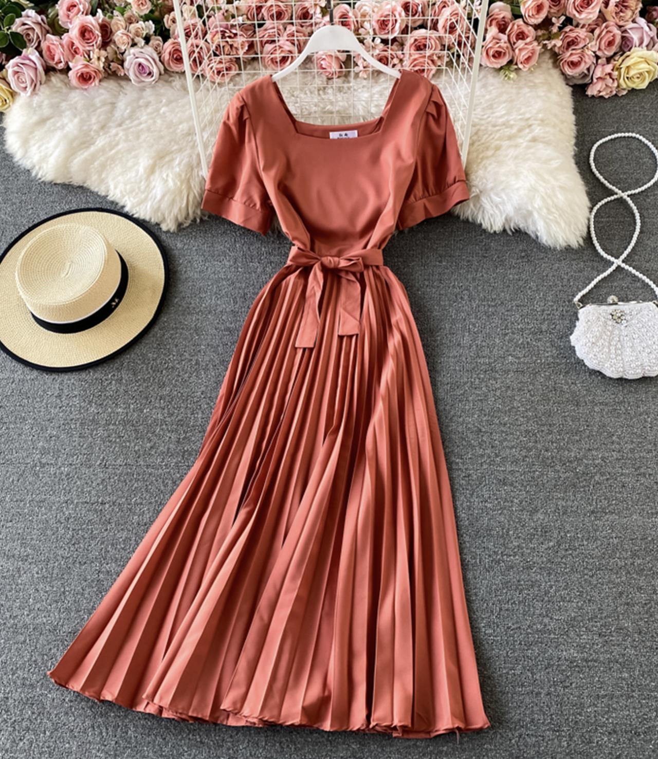 Cute round neck A line dress fashion dress  756