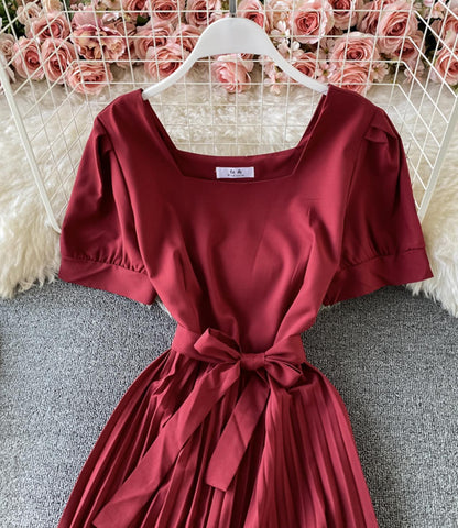 Cute round neck A line dress fashion dress  756