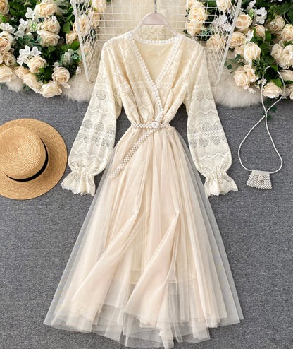 Blue tulle long prom dress blue evening dress  971