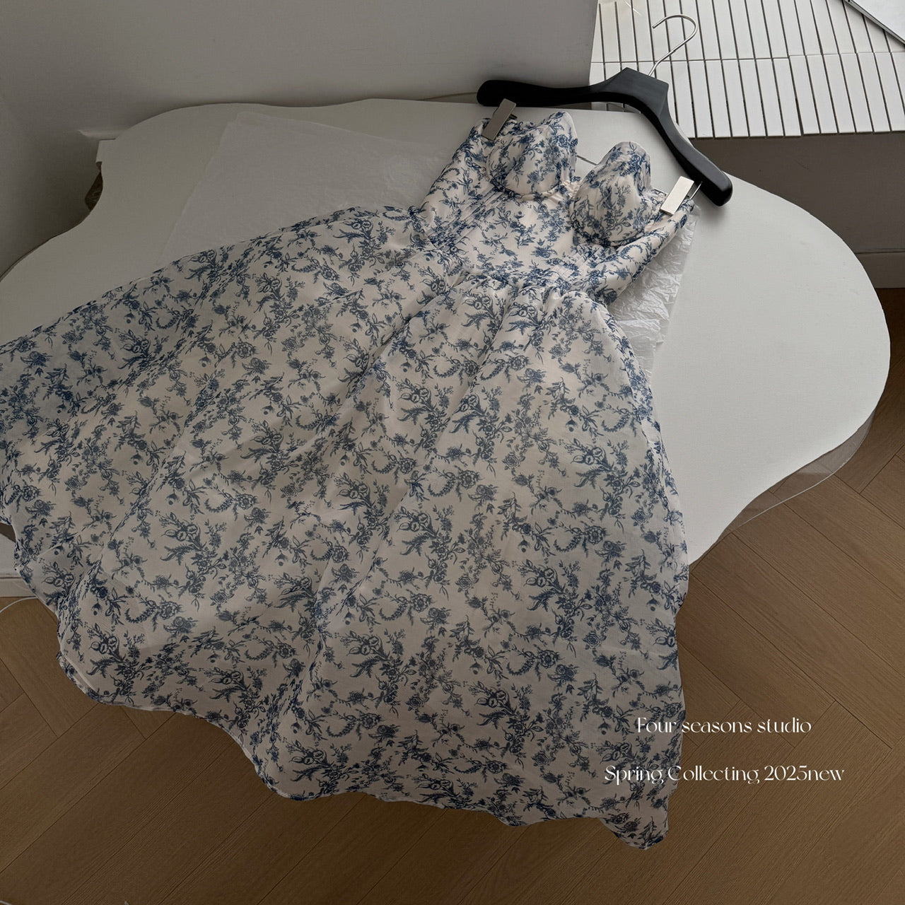 Sexy Ball Gown Sweetheart Floral Blue Summer Dress Holiday Party Outfits For Women DP0083