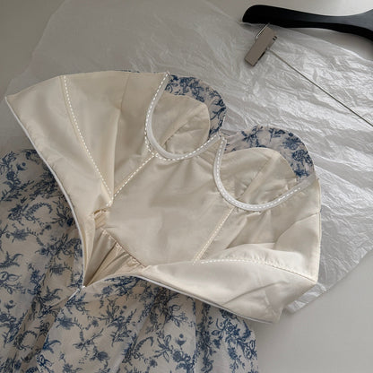 Sexy Ball Gown Sweetheart Floral Blue Summer Dress Holiday Party Outfits For Women DP0083