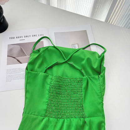 Sexy Mermaid Spaghetti Straps Satin Summer Dress Holiday Party Outfits For Women DP0084