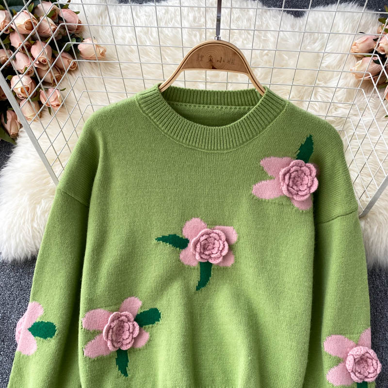 Lovely flowers long sleeve sweater 006