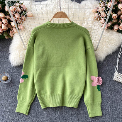 Lovely flowers long sleeve sweater 006