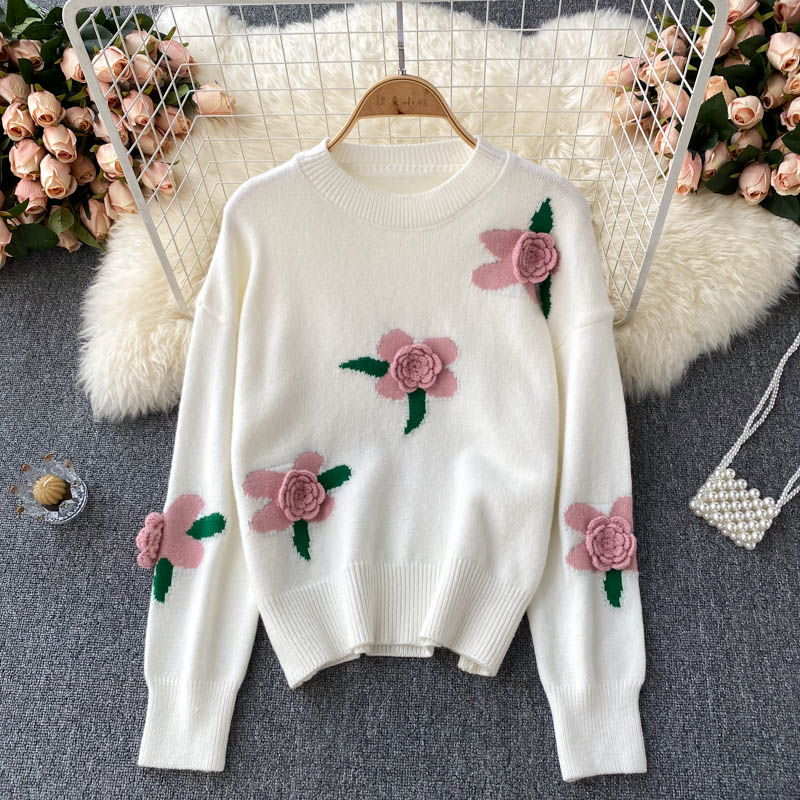 Lovely flowers long sleeve sweater 006