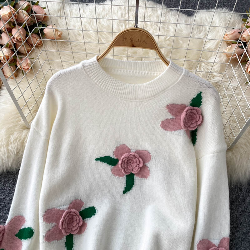 Lovely flowers long sleeve sweater 006