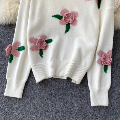 Lovely flowers long sleeve sweater 006