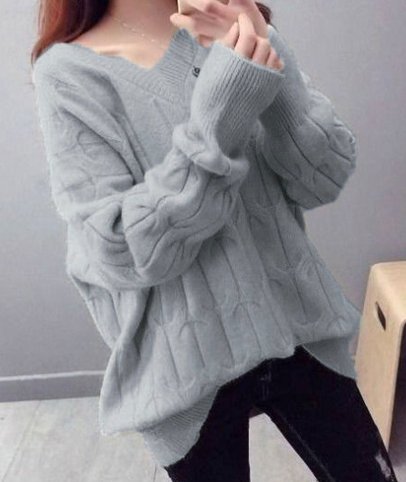Cute v neck long sleeve sweater  093