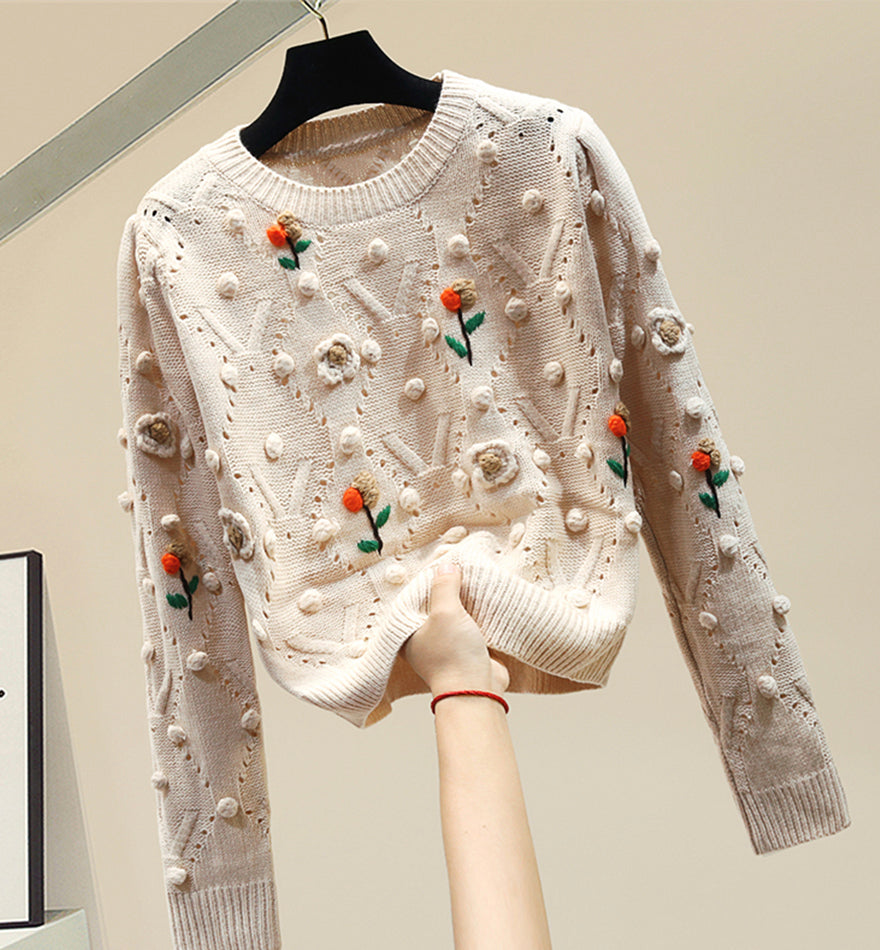 Cute round neck long sleeve sweater  073