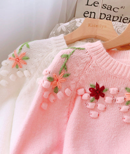 Sweet flowers long sleeve sweater  082