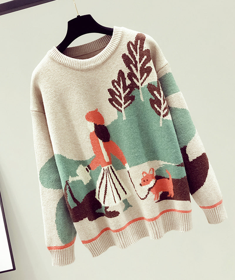 Sweater loose long sleeve sweater  085