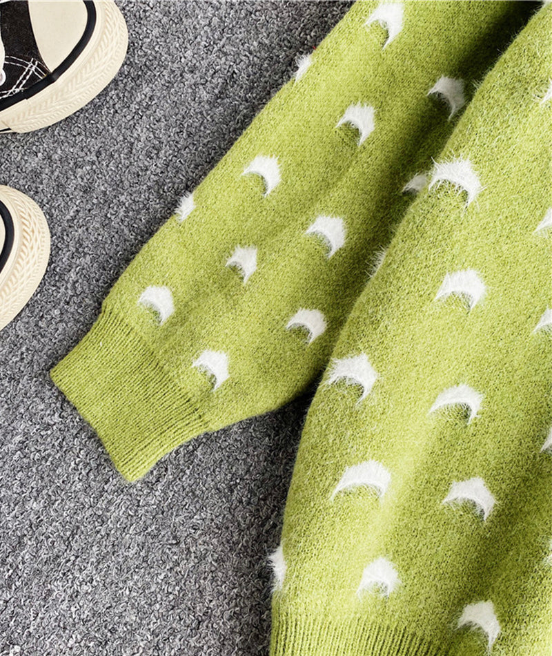 Cute round neck loose sweater  084