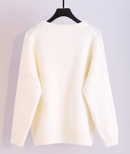 Sweater cute embroidery long sleeve sweater  064