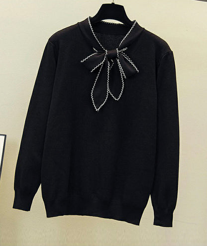 Sweater loose long sleeve bow sweater  086