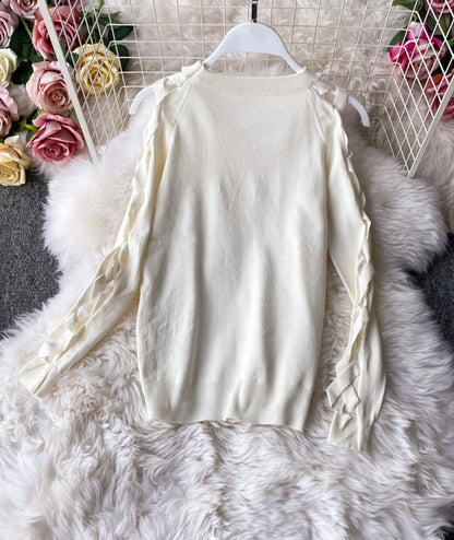 Unique round neck long sleeve sweater  105