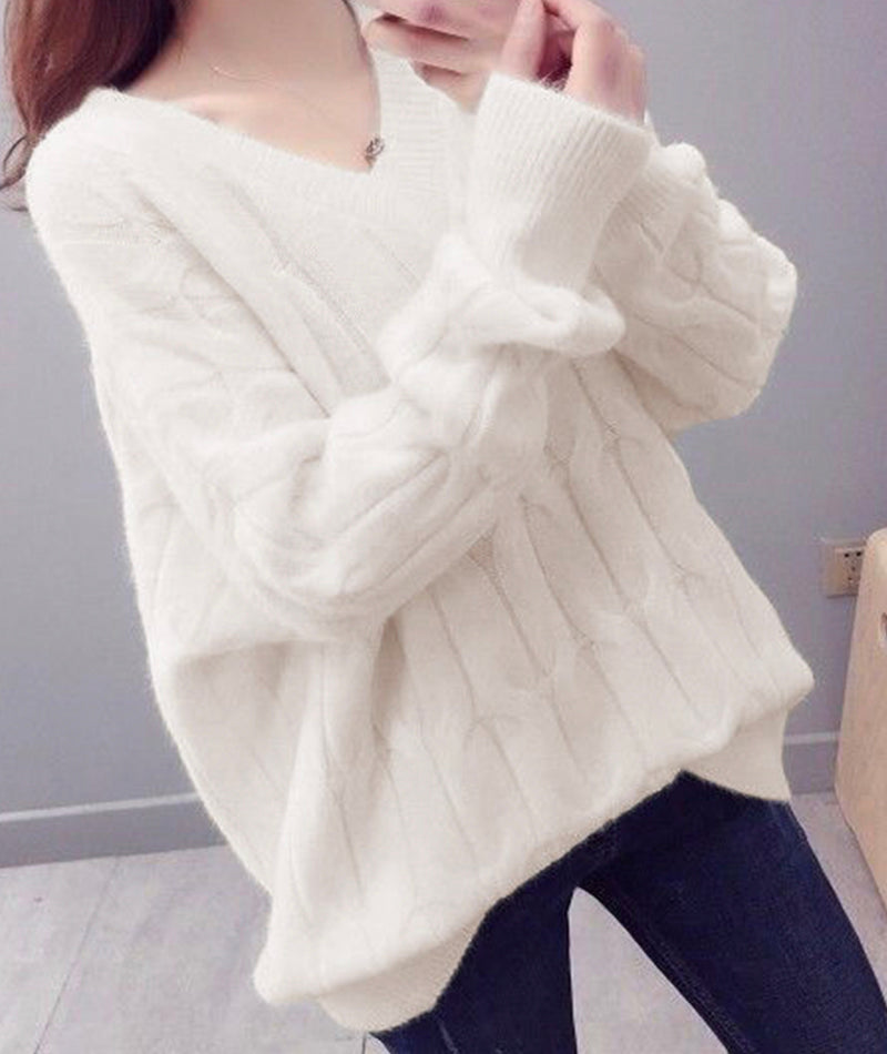 Cute v neck long sleeve sweater  093
