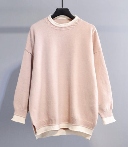 Simple round neck long sleeve sweater  031