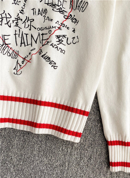 Sweater long sleeve multilingual "I love you" sweater  091