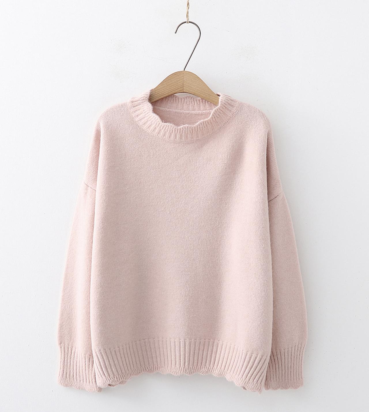 Simple round neck sweater long sleeve sweater  043