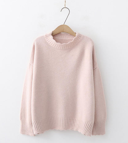 Simple round neck sweater long sleeve sweater  043