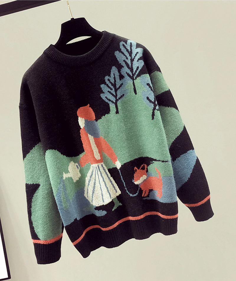 Sweater loose long sleeve sweater  085