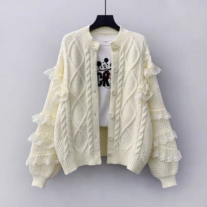 Cute cardigan lace long sleeve sweater  015