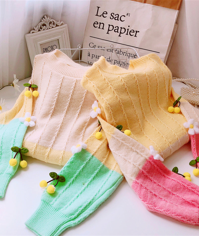 Lovely flowers long sleeve sweater  083