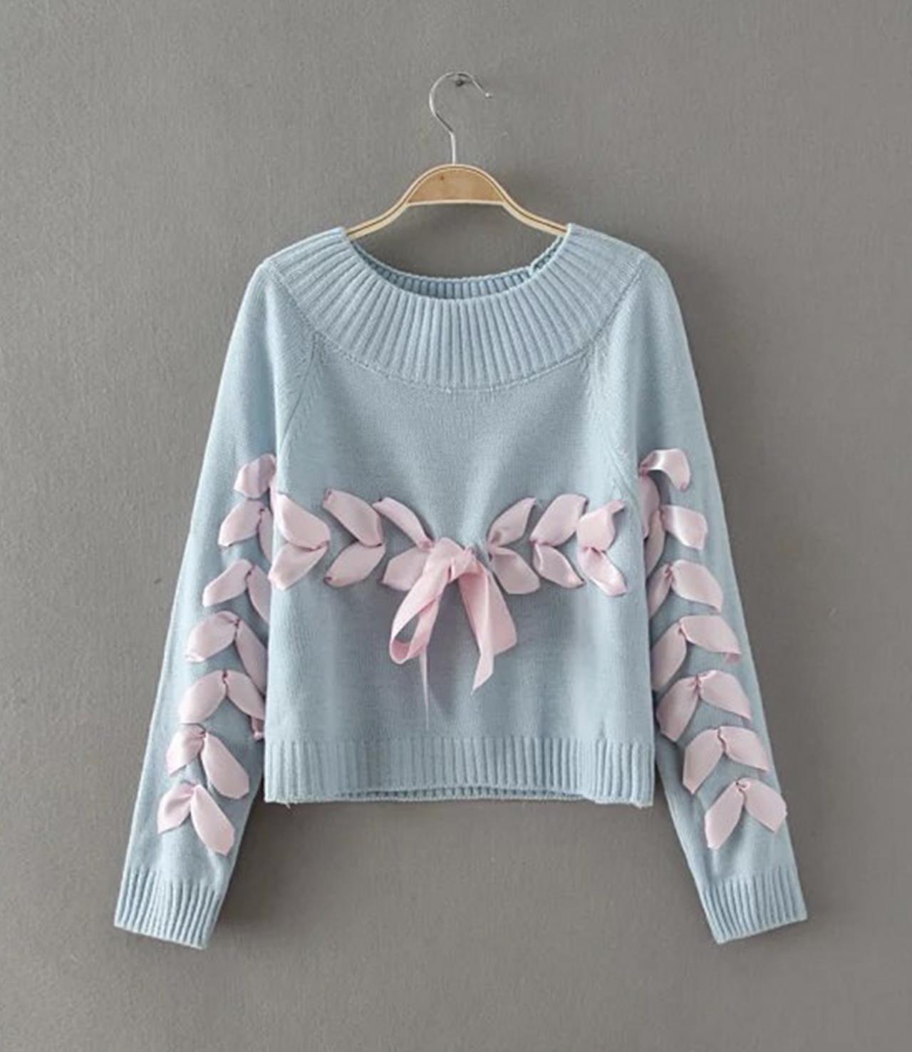 Cute lace up sweater  042