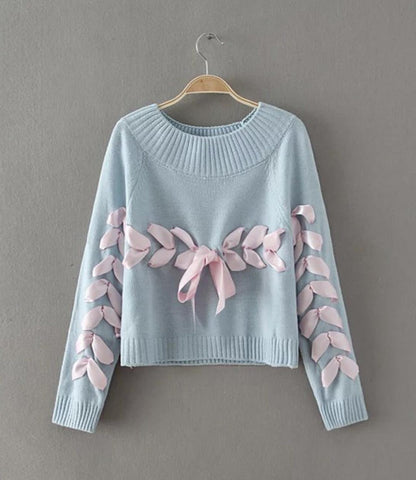 Cute lace up sweater  042