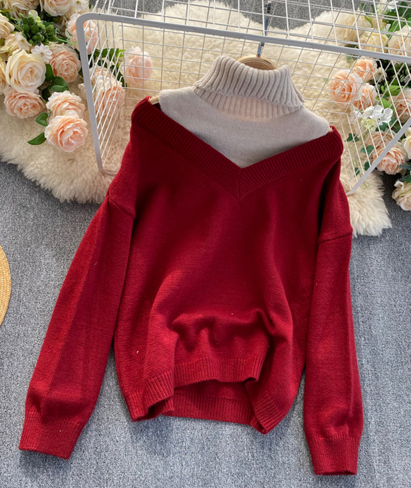 Stylish long sleeve sweater high neck sweater  053