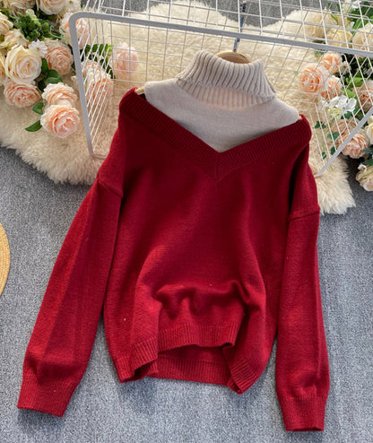 Stylish long sleeve sweater high neck sweater  053
