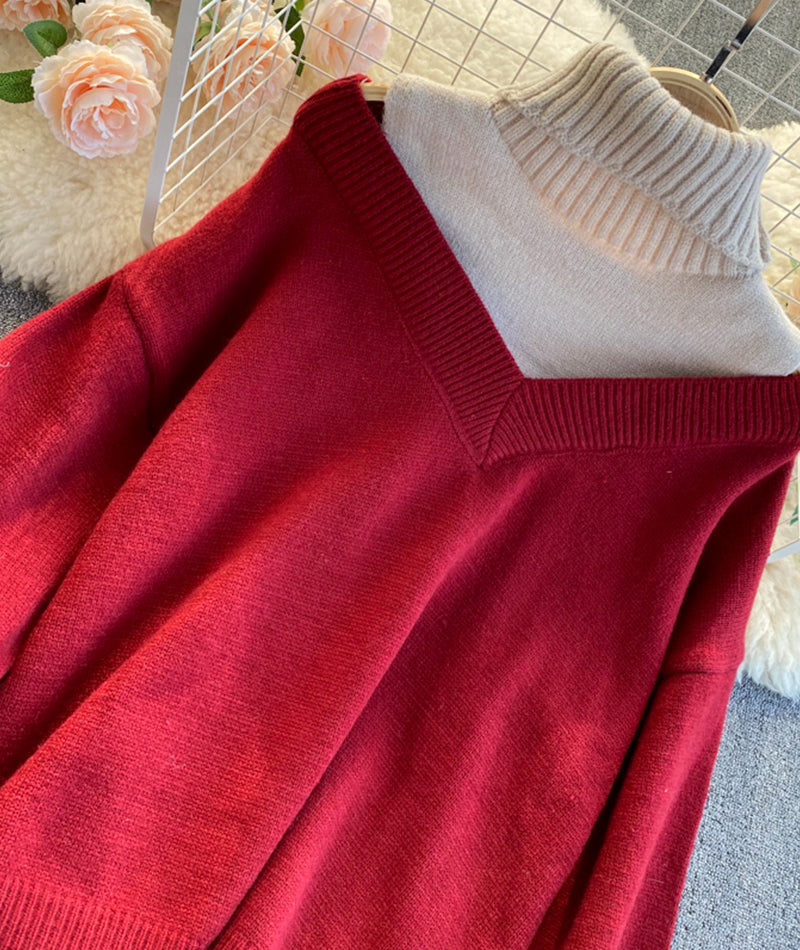 Stylish long sleeve sweater high neck sweater  053