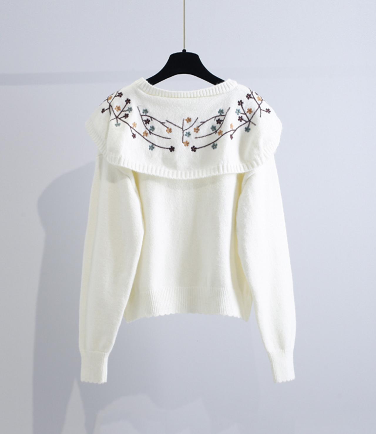 Cute embroidered long-sleeved cardigan sweater  028